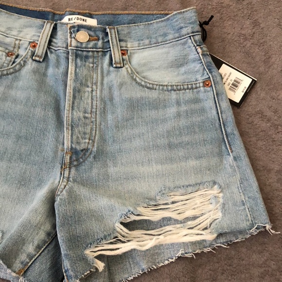 Re/Done Aged Indigo Destroy 90s Low Slung Short 23 - Picture 4 of 15